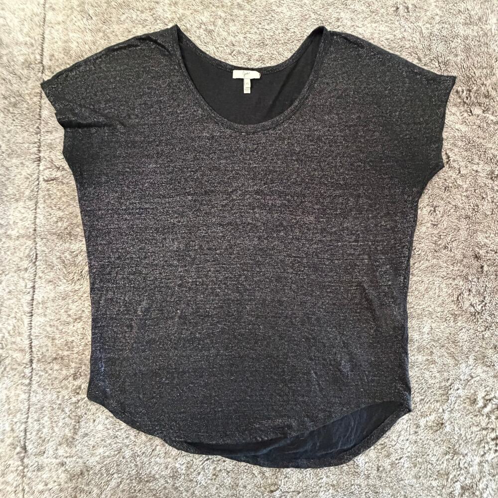 Joie Short Sleeve Dolman Top Women's XS Black Metallic